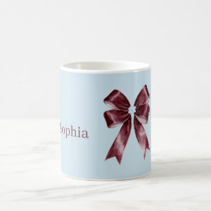 Caneca De Café Laço Personalizado Azul Borgonha