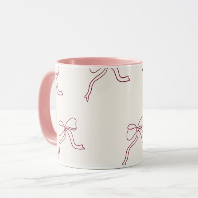 Caneca de Café - laço rosa estético 🎀 (Frente Esquerda)
