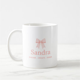 Caneca De Café Laço Rosa Xadrez Nome Citação Positiva