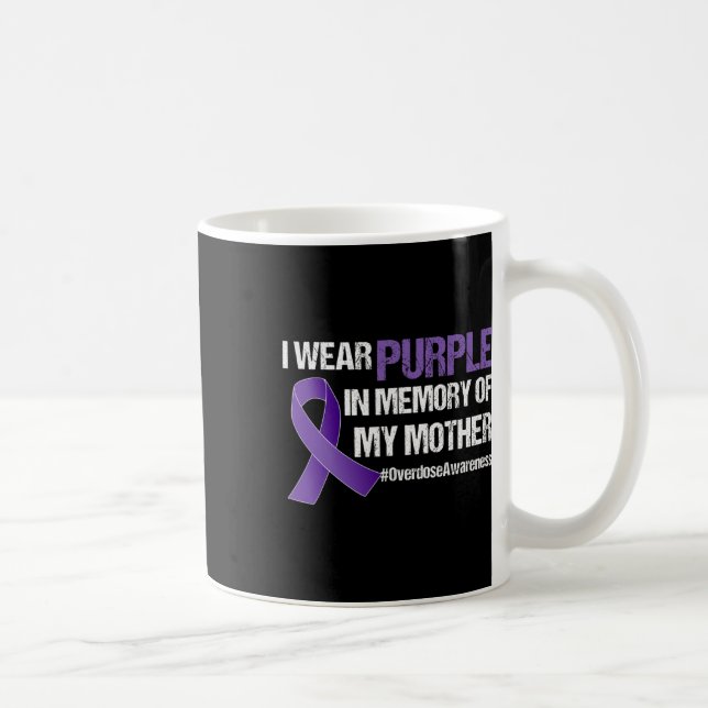 Caneca De Café Laço Roxo de Conscientização Memória da Minha Mãe (Direita)