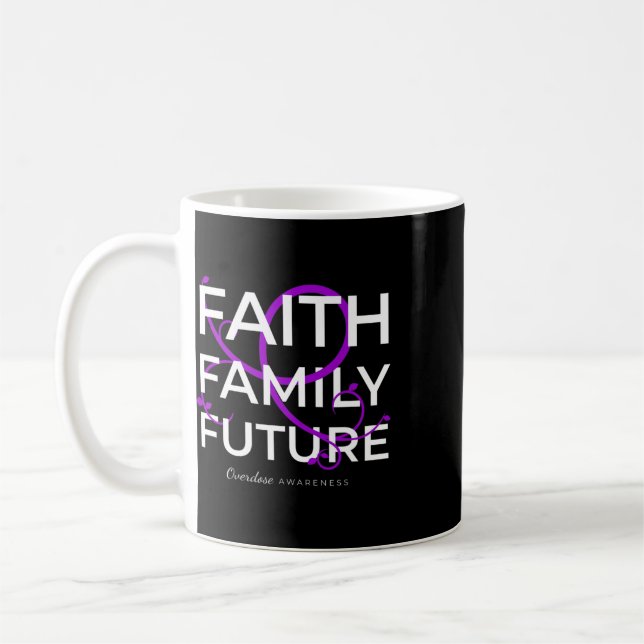 Caneca De Café Laço Roxo de Conscientização sobre Superdose Fé Fa (Esquerda)
