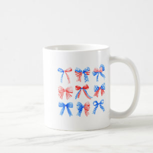 Caneca De Café Laços Coquete Vermelho Branco Azul Bandeira EUA 4 