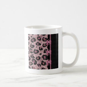 Caneca De Café Laços de Fita Estampa de Leopardo Rosa RAB Rockabi