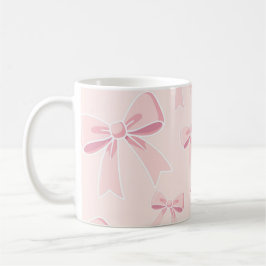 Caneca De Café Laços Rosa Fofa Coquete Charme Rústico