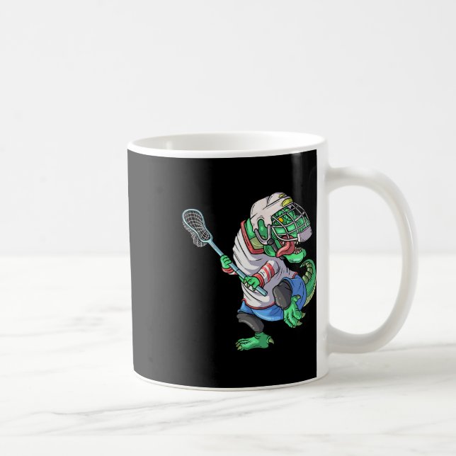 Caneca De Café Lacrosse Dinossauro T Rex Com Bastão De Lacrosse E (Direita)