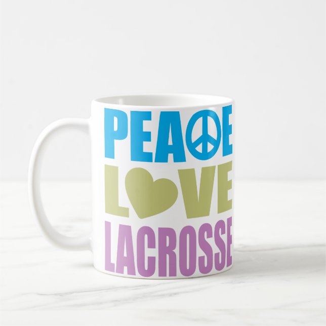 Caneca De Café Lacrosse do amor da paz (Esquerda)