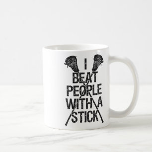 Caneca De Café Lacrosse, Eu Bato Pessoas Com Um Jogador Engraçado
