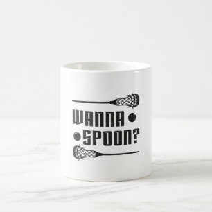 Caneca De Café Lacrosse Player Lax Wanna Spoon Ideia Engraçada de