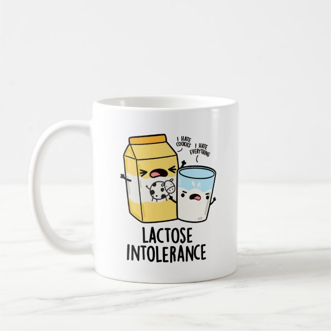 Caneca De Café Lactose Intolerância Engraçada Leite Pun (Esquerda)