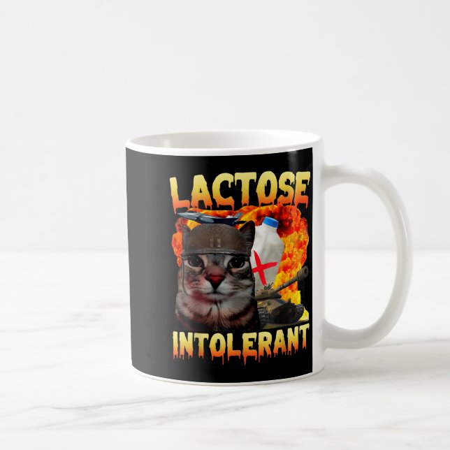 Caneca De Café Lactose Intolerant Silly Cat Meme Funny Saying Cat (Direita)