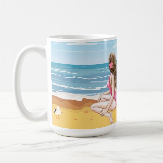 Caneca De Café ladie na praia (Esquerda)