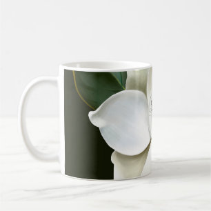 Caneca De Café Lado a fundo verde da Magnolia Branca
