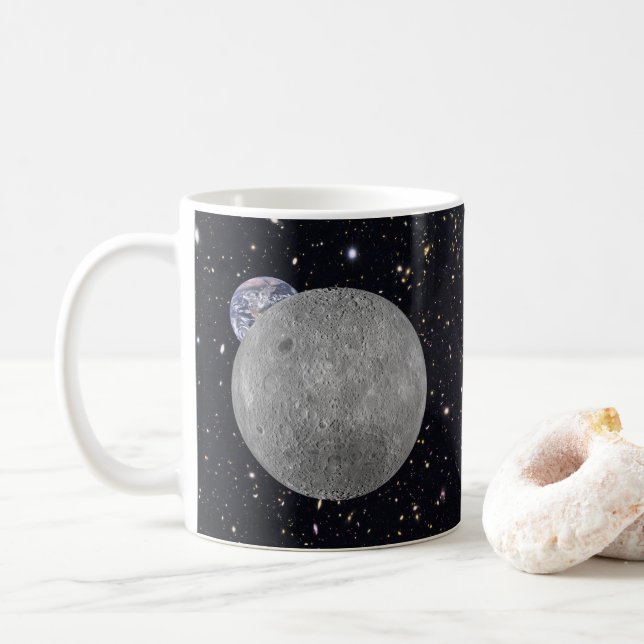 Caneca De Café Lado Escuro ou Distante do Céu Estrelado da Lua (Com Donut)