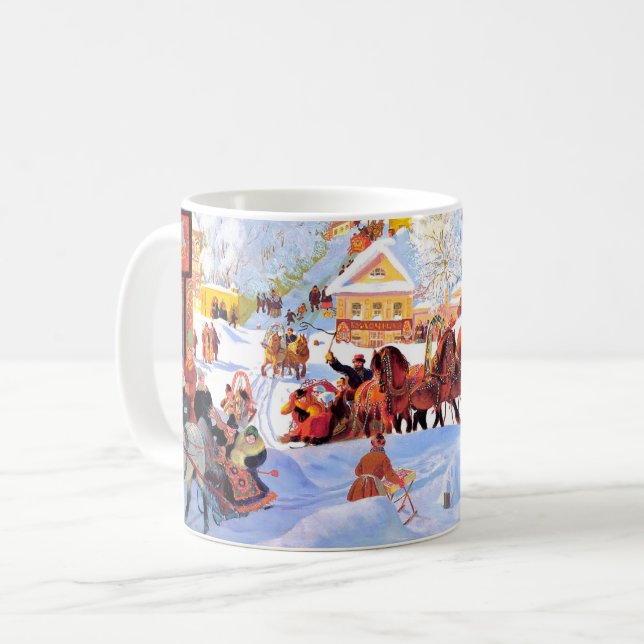 Caneca De Café "Lado-Lama". Presente de Natal em Arte Russa (Frente Esquerda)