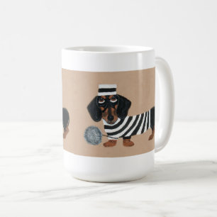Caneca De Café Ladrona de Petiscos Dachshund Preto e Marrom Presi