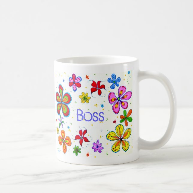 Caneca De Café Lady Boss, Flores Grandes, Coffee Mug (Direita)