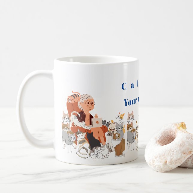 Caneca De Café Lady Cat (Com Donut)