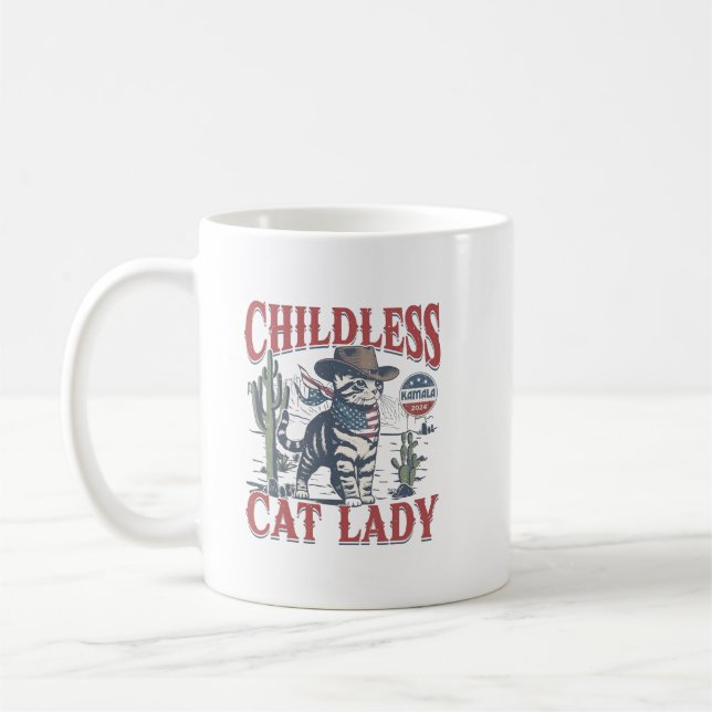 Caneca De Café Lady De Gato Sem Fios Para Kamala (Esquerda)