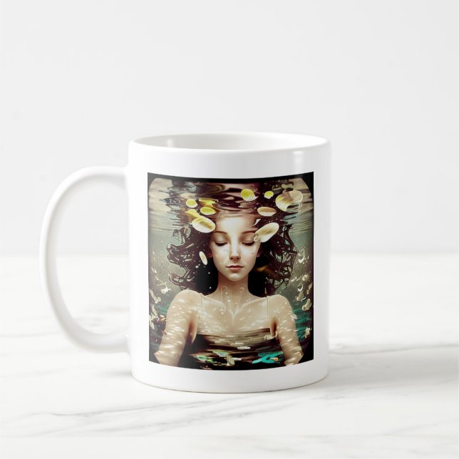 Caneca De Café Lady Meditting embaixo d'água | Paz interna (Esquerda)