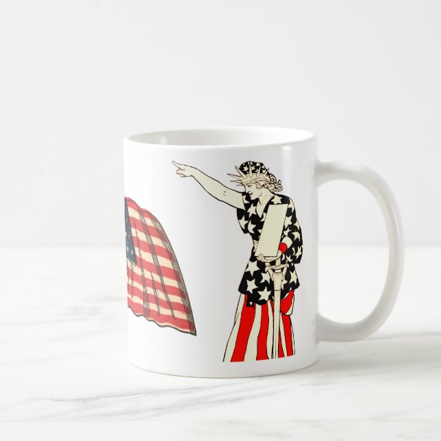 Caneca De Café Lady Staue Liberty Americana Patriótica ARt (Direita)