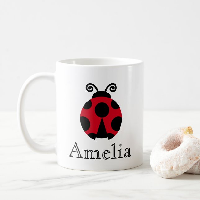 Caneca De Café Ladybug Cute Personalizado (Com Donut)
