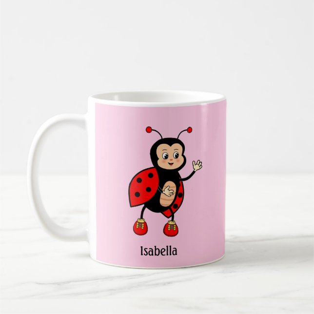 Caneca De Café Ladybug e coração bonitos (Esquerda)
