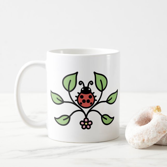 Caneca De Café Ladybug Floral Mug (Com Donut)