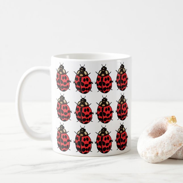 Caneca De Café Ladybug Red Black Insett Ladybug (Com Donut)