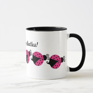 Caneca de Café Ladybug Rosa e Preto