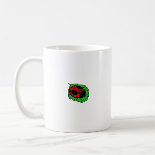 Caneca De Café Ladybug sorridente em Green Leaf Mini -