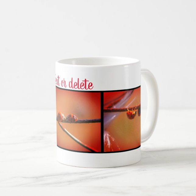 Caneca De Café Ladybug Trio Nature Photoographic Personalizado (Frente Esquerda)