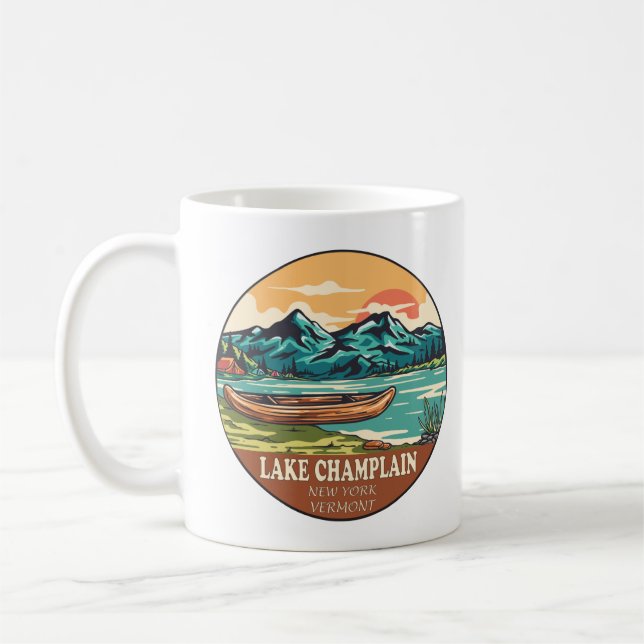 Caneca De Café Lago Champlain Barco Fish Emblem (Esquerda)