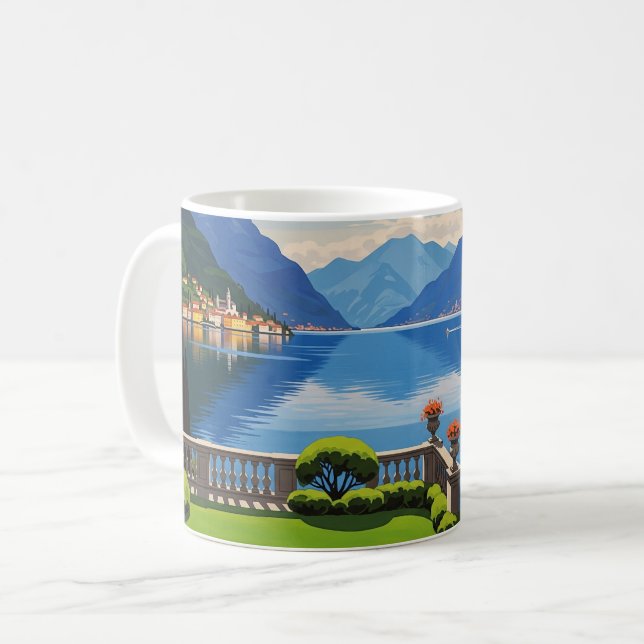Caneca De Café Lago Como Itália Viagem (Frente Esquerda)