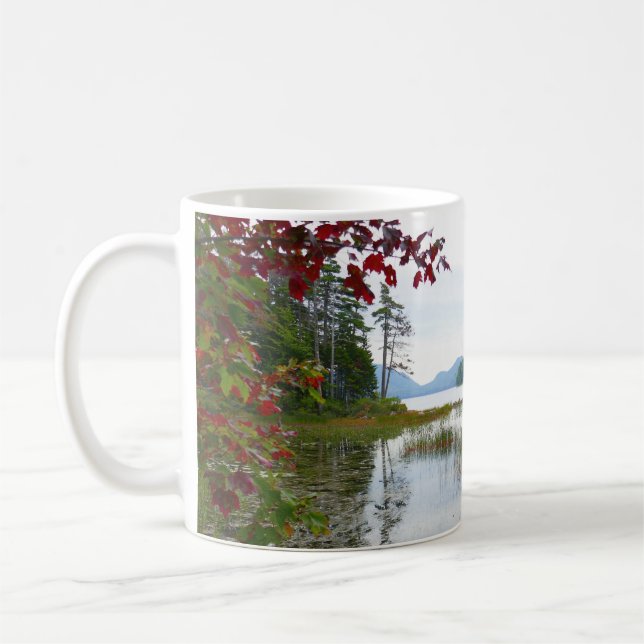 Caneca De Café Lago Eagle e Folhas Vermelhas de Maple II (Esquerda)