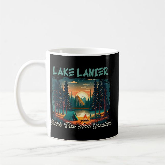 Caneca De Café Lago Lanier Shark Free e Unsalgada Natureza Engraç (Esquerda)