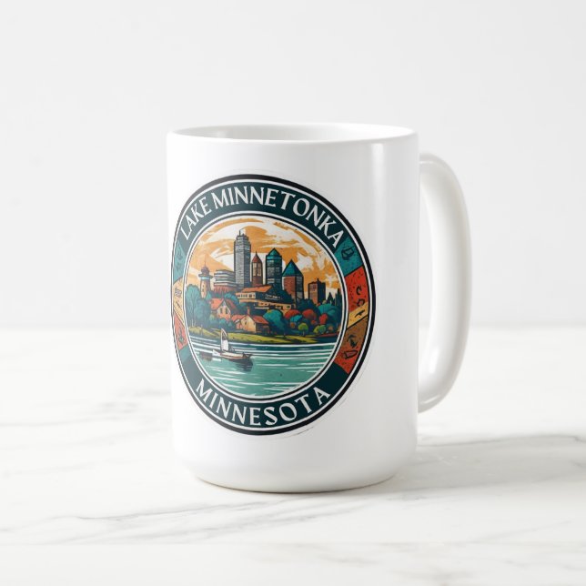 Caneca De Café Lago Minnetonka, Pesca e barcos de Minnesota (Frente Esquerda)