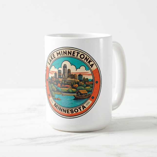 Caneca De Café Lago Minnetonka, Pesca e barcos de Minnesota (Frente Esquerda)