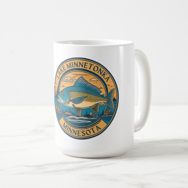 Caneca De Café Lago Minnetonka, Pesca e barcos de Minnesota (Frente Esquerda)