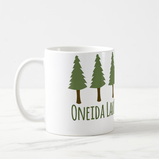 Caneca De Café Lago Oneida Acampamento Rústico Pinheiros Floresta (Esquerda)