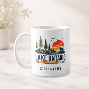 Caneca De Café Lago Ontario Vintage Grandes Lagos Vida no Lago