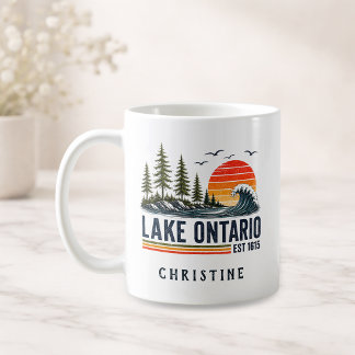 Caneca De Café Lago Ontario Vintage Grandes Lagos Vida no Lago