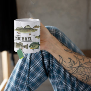 Caneca De Café Lago Peixe Lá em Cima Pescador Bonito Personalizad