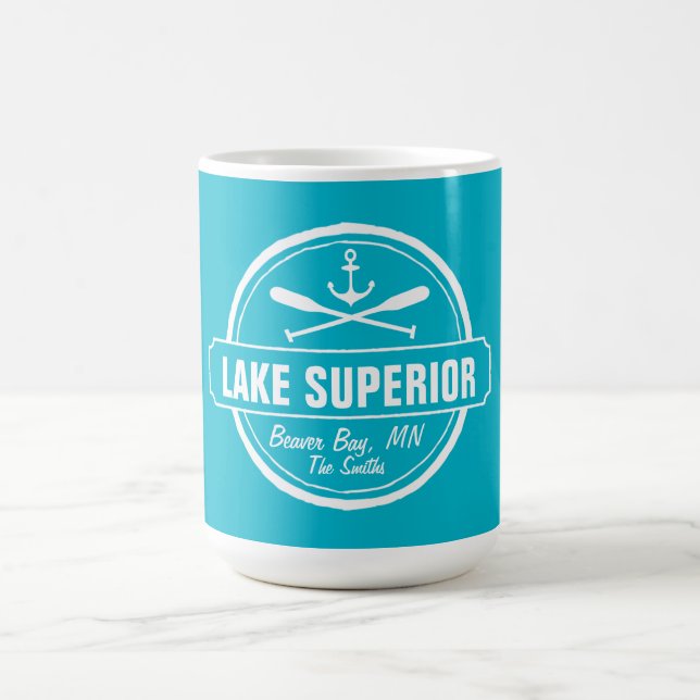 Caneca De Café Lago Superior, cidade personalizada, nome, âncora, (Centro)