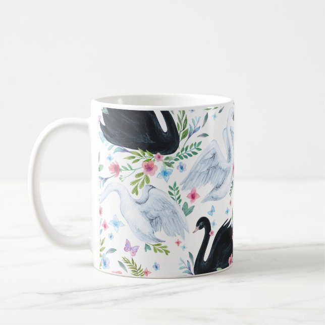 Caneca De Café Lago Swan: Padrão de Pastel de Aquarela. (Esquerda)