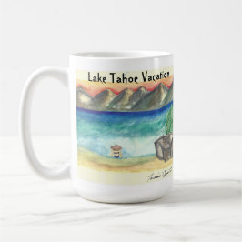 Caneca De Café Lago Tahoe Beach Scene - por Taramin Lourie