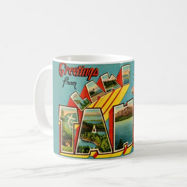 Caneca De Café Lago Tahoe Retro Saudação (Frente Esquerda)