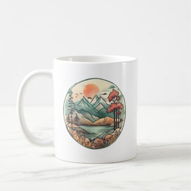 Caneca De Café Lago Tranquil Mountain (Esquerda)