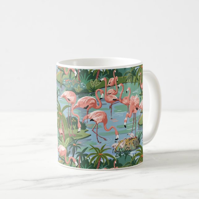 Caneca De Café Lagoa cor-de-rosa dos flamingos (Frente Esquerda)