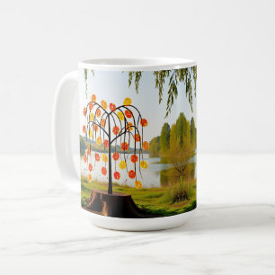 Caneca De Café Lagoa do Pomar de Outono Brilho