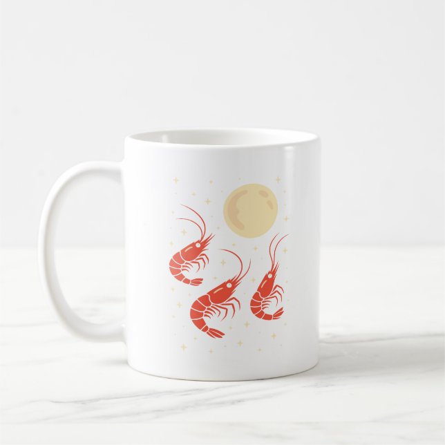 Caneca De Café Lagosta Engraçada Uivando para a Lua Amantes de Ca (Esquerda)